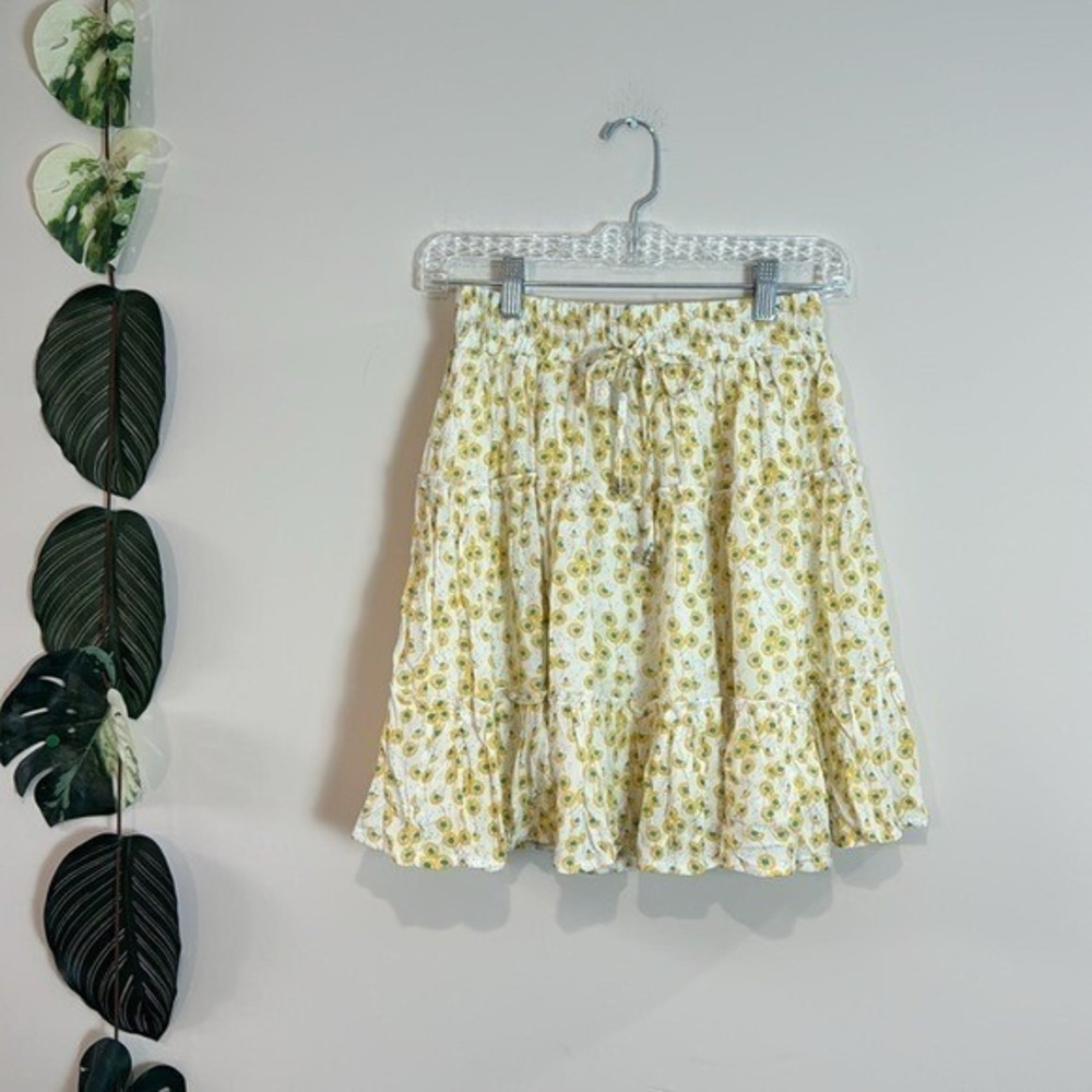NWT Princess Polly Floral Mini Skirt Size 8 Yellow‎ A Line Tiered Zelly